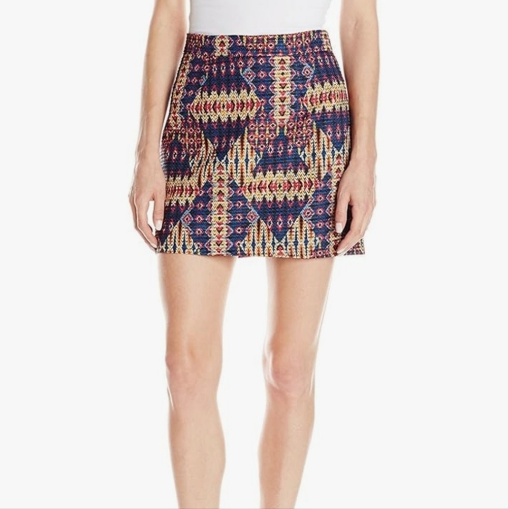 Sam Edelman Women's Embroidered Woven Southwestern Ikat Mini Skirt Sz S 6